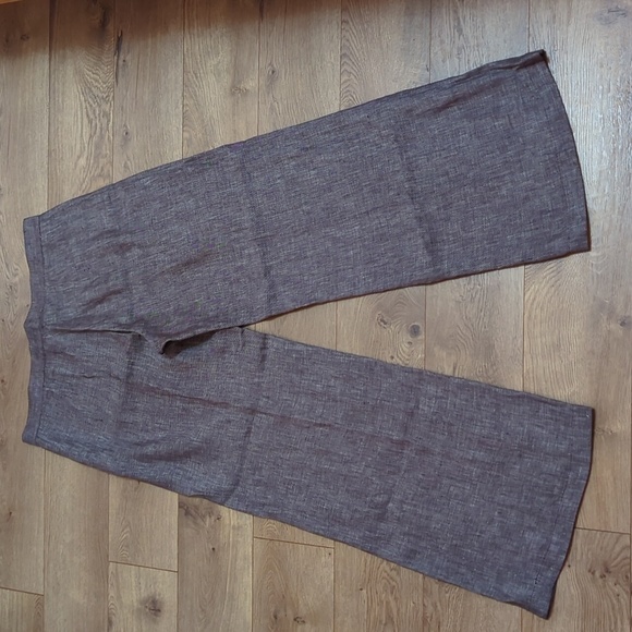 Adec2 Brown Linen Wide Leg Trousers Pants sz 12 - Picture 6 of 6